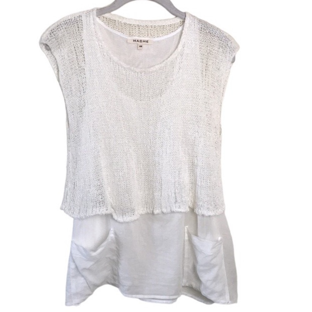 Hache Linen Blend Lagenlook Top Sz 42